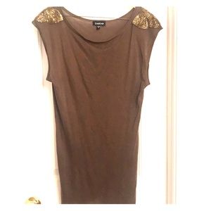 BEBE olive green tunic sweater